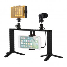 Selfie Smartphone Video Rig with Microphone & Tripod Mount & Cold Shoe Tripod Head PKT3024