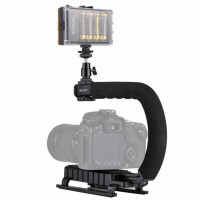 Camera Stabilizer w/ Fill Light & Cold Shoe Tripod Head For All SLR Cameras Home DV Camera PKT3012