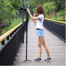 DSLR Camera Monopod Four-Section Load 10KG + Fluid Head with Support Base Bracket PU3016