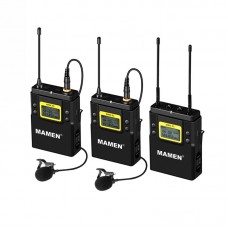 MAMEN WMIC-01 UHF Dual-Channel Wireless Microphone System 2 Transmitters 1 Receiver For Camera Phone 