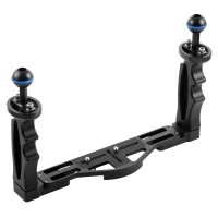 Adjustable Diving Grip Stabilizer Dual Handle Aluminium Alloy For Underwater Camera Housings PU3523