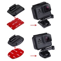 2 Curved Surface Mount + 2 Flat Surface Mount + 4 Adhesive Stickers For GoPro NEW HERO Xiaoyi PU09 