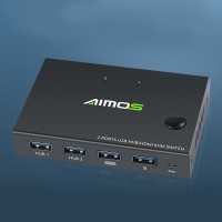 HDMI KVM Switch 2 Port 4K Switcher 2 In 1 Splitter Box USB Hub For Sharing Printer Keyboard Mouse