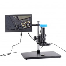 Full Set 34MP 2K Industrial Microscope Camera USB Outputs 180X C-Mount Lens 56 LED 11.6" Screen