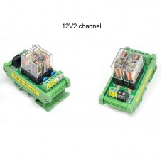 2 Channel OMRON Relay Module SPDT 2 Ways Driver Board Socket DC 12V 16A 1NO+1NC 35mm Din Rail Mount