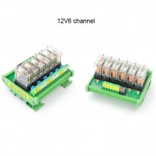 OMRON 6 Channel Relay Module SPDT 6 Ways Driver Board Socket DC 12V 16A 1NO+1NC 35mm Din Rail Mount