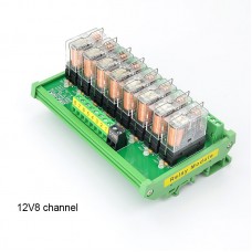 8 Channel OMRON Relay Module SPDT 8 Ways Driver Board Socket DC 12V 16A 1NO+1NC 35mm Din Rail Mount