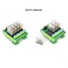 4 Channel OMRON Relay Module SPDT 4 Ways Driver Board Socket DC 24V 16A 1NO+1NC 35mm Din Rail Mount