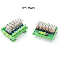 OMRON 6 Channel Relay Module SPDT 6 Ways Driver Board Socket DC 24V 16A 1NO+1NC 35mm Din Rail Mount