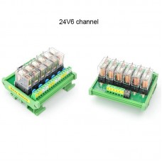 OMRON 6 Channel Relay Module SPDT 6 Ways Driver Board Socket DC 24V 16A 1NO+1NC 35mm Din Rail Mount