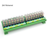 OMRON 16 Ways Relay Module SPDT 16 Panels Driver Board Socket DC 24V 16A 1NO+1NC 35mm Din Rail Mount