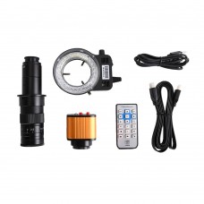 16MP USB Microscope Camera HDMI Industrial Microscope Camera w/ 180X C-Mount Lens 56 LED Ring Light
