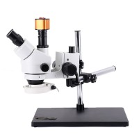 16MP Trinocular Stereo Microscope Continuous Zoom 7~45X w/ Camera 56 LED Light Universal Bracket Mat