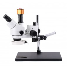 16MP Trinocular Stereo Microscope Continuous Zoom 7~45X w/ Camera 56 LED Light Universal Bracket Mat