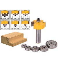 1/2 Inch Shank Rabbet Router Bit with 7 Bearings Set Tenon Cutter for 1/8 1/4 5/16 3/8 7/16 1/2 Inch Depths