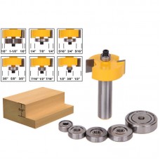 1/2 Inch Shank Rabbet Router Bit with 7 Bearings Set Tenon Cutter for 1/8 1/4 5/16 3/8 7/16 1/2 Inch Depths