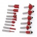 15pcs/Set Router Bits 1/4 Inch Shank Milling Cutter Carbide Woodworking Trimming Engraving Tools Red