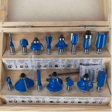 15pcs/Set Router Bits 1/4 Inch Shank Milling Cutter Carbide Woodworking Trimming Engraving Tools Blue