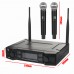 Professional UHF Wireless Microphone System Dual Channel Receiver + 2 Cardioid Microphone Black 