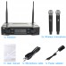 Professional UHF Wireless Microphone System Dual Channel Receiver + 2 Cardioid Microphone Black 