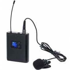 UHF Wireless Microphone System Lavalier Lapel Microphone with Receiver Bodypack Transmitter Black