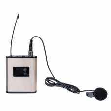 UHF Wireless Microphone System Lavalier Lapel Microphone with Receiver Bodypack Transmitter Gold