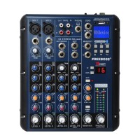 FREEBOSS SMR6 6 Channels Audio Mixer Bluetooth USB Record 2 Mono + 2 Stereo 3 Band EQ 16 DSP Effects