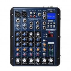 FREEBOSS SMR6 6 Channels Audio Mixer Bluetooth USB Record 2 Mono + 2 Stereo 3 Band EQ 16 DSP Effects