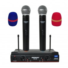 FREEBOSS KU-22 UHF Wireless Microphone System Dual Channel Receiver + 2 Handheld Mic Transmitter 