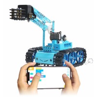 RC Track Tank w/ Acrylic Mechanical Arm Robotic Arm Unassembled For Scratch Programming Peacock Blue