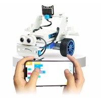 Line Tracking Robot Line Following Robot Kit Unassembled w/ APP For Scratch Programming Pearl White