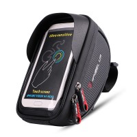 Wheel Up Bicycle Frame Front Tube Bag Waterproof Handlebar Bike Phone Bag 6" Touch Screen Black