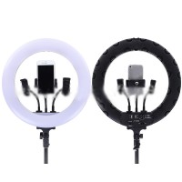 14" Dimmable LED Ring Light Ring Fill Light with Phone Clip Charging Ports For Live Streaming