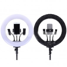 14" Dimmable LED Ring Light Ring Fill Light with Phone Clip Charging Ports For Live Streaming