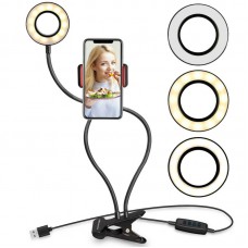 BX-06 Dimmable LED Ring Light Ring Fill Light with 360° Phone Clip For Live Streaming Selfie Vlog