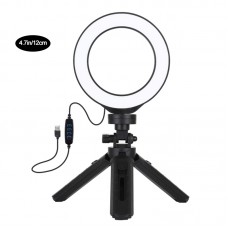 4.7" Dimmable LED Ring Light Vlogging Photography Video Light 3 Mode w/ Pocket Tripod Mount PKT3058B