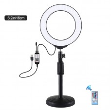 6.2" RGBW Dimmable LED Ring Light Video Ring Light with Stand Mount Remote Control PKT3074B