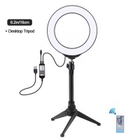 6.2" RGBW Dimmable LED Ring Light with Tripod Stand Remote Control Vlogging USB Ring Light PKT3075B