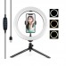 10.2" Desktop Ring Light Dimmable LED Ring Light with Tripod Stand Phone Clip Selfie Light PKT3072B 