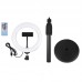 7.9" RGBW Dimmable LED Ring Light Ring Fill Light with Stand Phone Clip Remote Control PKT3080B