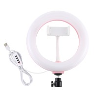 7.9" Dimmable LED Ring Light Ring Fill Light Vlogging Selfie Video Ring Light w/ Phone Clip PU459F