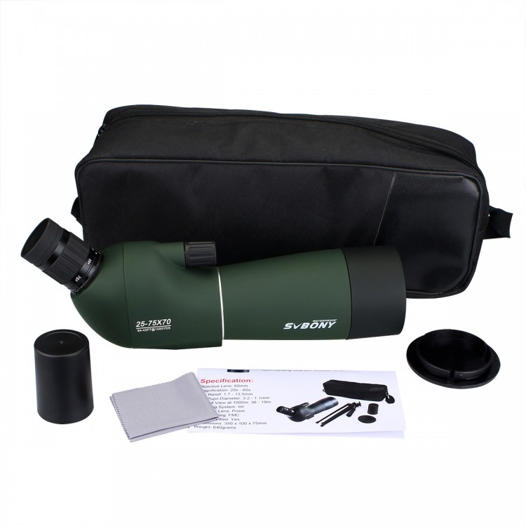 SVBONY SV28 Telescope 25x75x 70mm Zoom Spotting Scope Waterproof for Target Hunting Archery