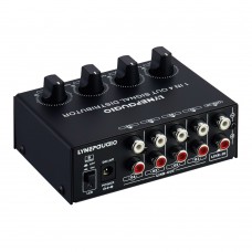 1 In 4 Out Stereo Signal Amplifier Distributor Independent Output Volume Adjustment Lossless