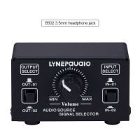 2 In 2 Out Audio Source Signal Selector Switcher Output Volume Adjustment 3.5mm Headphone Jack B502