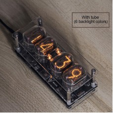 IN-12 Glow Tube Clock Fluorescent Nixie Clock 6 Colors Light Display Time Date (with Tubes)