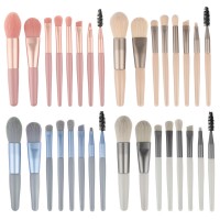 8pcs Mini Makeup Brush Set Soft Synthetic Fiber Bristle For Loose Powder Blush Foundation Eyeshadow