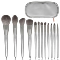 12pcs Makeup Brush Set w/ Small Bag Blush Powder Highlight Eyeshadow Eyebrow Lip Brush For Beginners