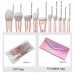 10pcs Professional Makeup Brush Set + Laser PU Bag For Powder Blush Foundation Highlight Eyeshadow