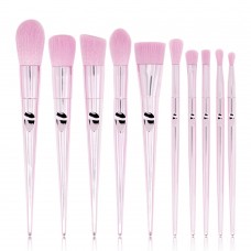 10pcs Professional Makeup Brush Set Light Purple Bristles For Powder Blush Foundation Eyeshadow