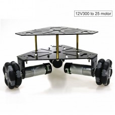 3WD 58mm Mecanum Wheel Robot Car Chassis 2-Tier + 12V 300RPM 25mm Motors without Encoder Unassembled